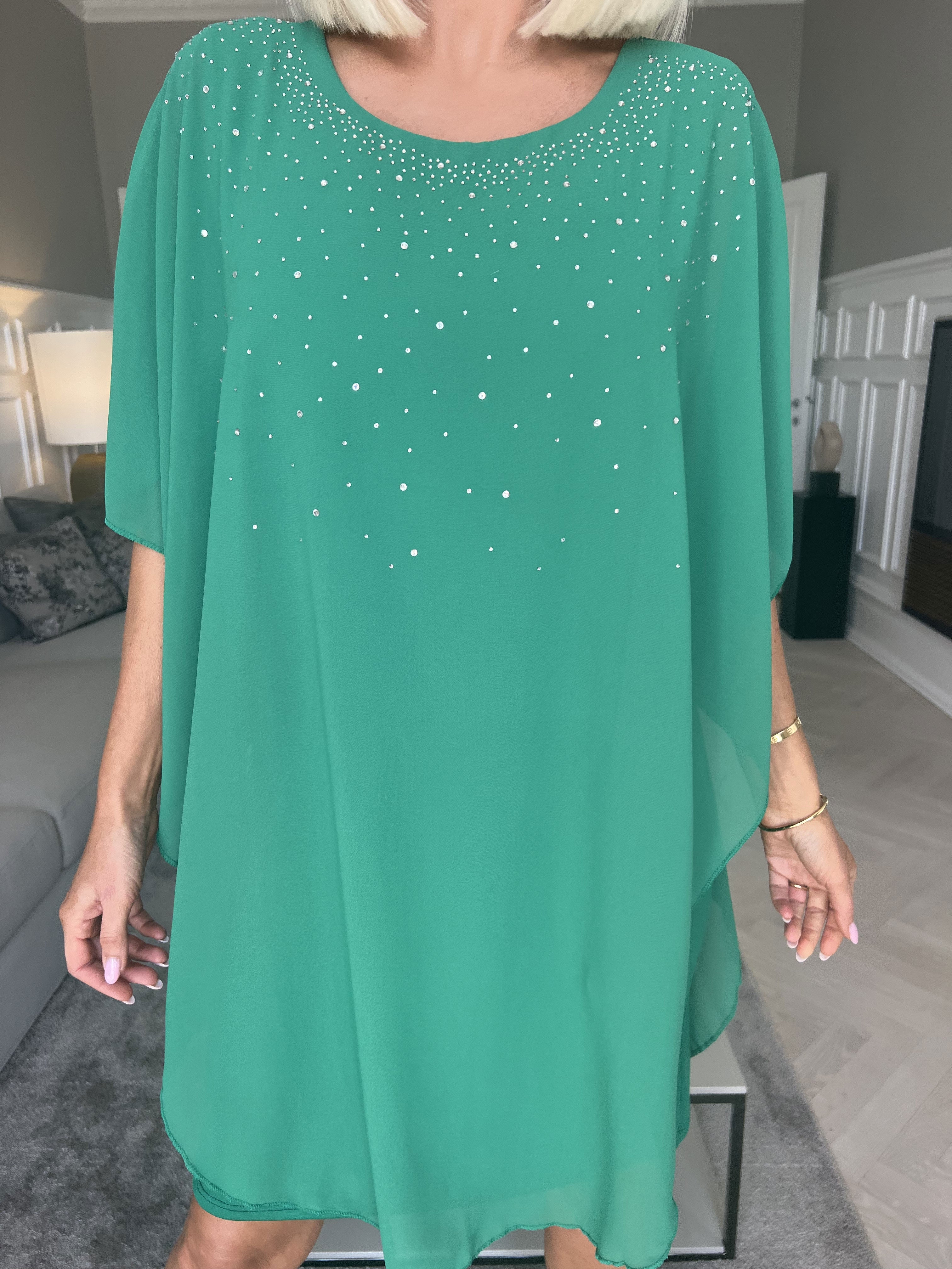 Kenya Crystal - Tunikakjole med chiffonlag og similisten